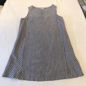 J. Jill linen dress gray and white striped PM